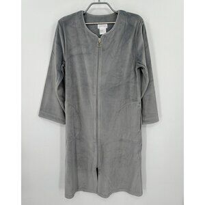Softies 42" Gray Serenity Stretched Shear Mink Zip-Up Robe sz S Women's NWOT